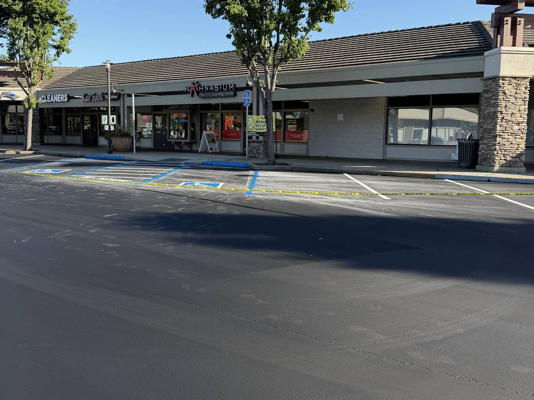 Sealed and striped parking lot