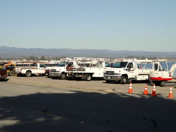 Santana truck fleet lined up on a job